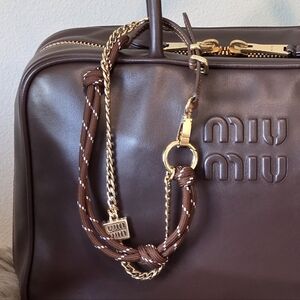 Miu miu Leather, cord and metal trick keyring (Only Keychain)
